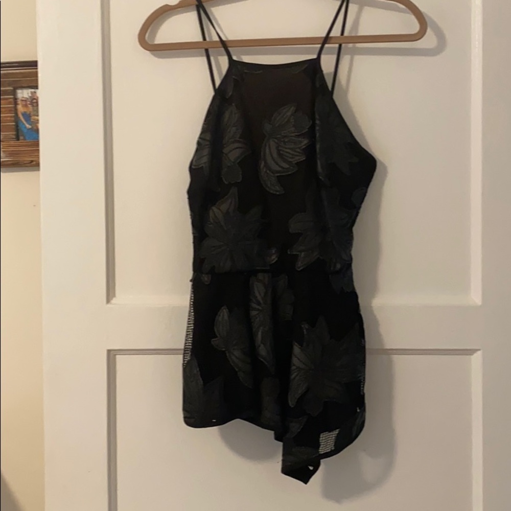 Leather & lace tank